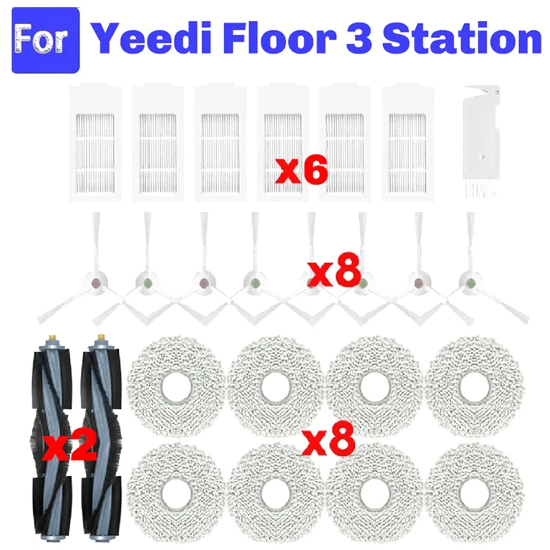 A85I-Fits For Yeedi Floor 3 Station Robot Vacuum Cleaner Spare Parts Accessories Main Side Brush Mop Cloth