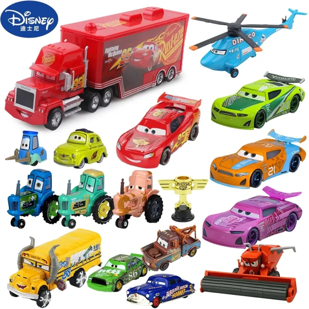 Disney Pixar Cars 2 3 Speelgoed Lightning McQueen Truck Oom Mack 1:55 Diecast Mater Zuiger Cup Fritter Frank Model Kind Kids Geschenken