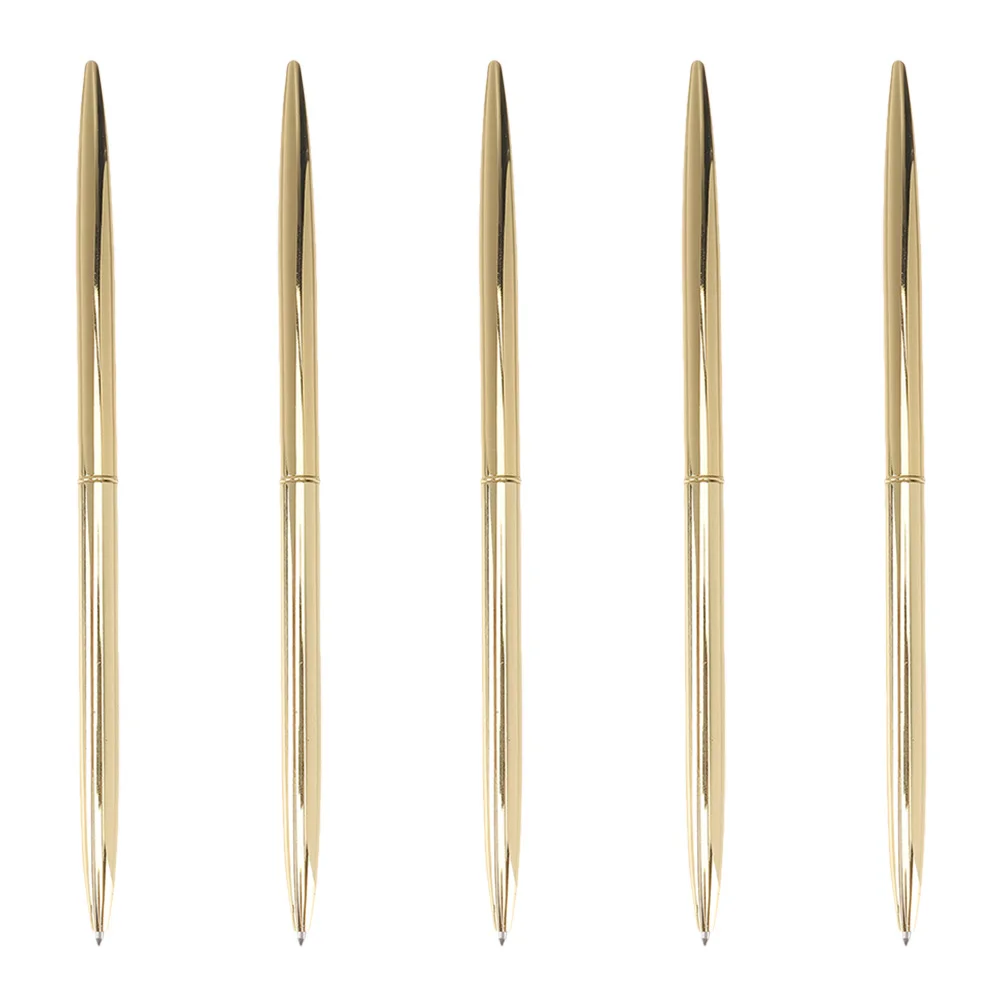 

Набор из 5 золотых металлических шариковых ручек: плавное письмо, прочная конструкция для офиса, отеля, банка. Элегантная ручка для гостевой книги, свадебная ручка.