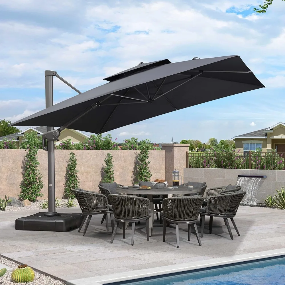 

12' X 12' Patio Umbrella, Outdoor Square Umbrellas Large Cantilever Umbrella Windproof Offset Umbrellas