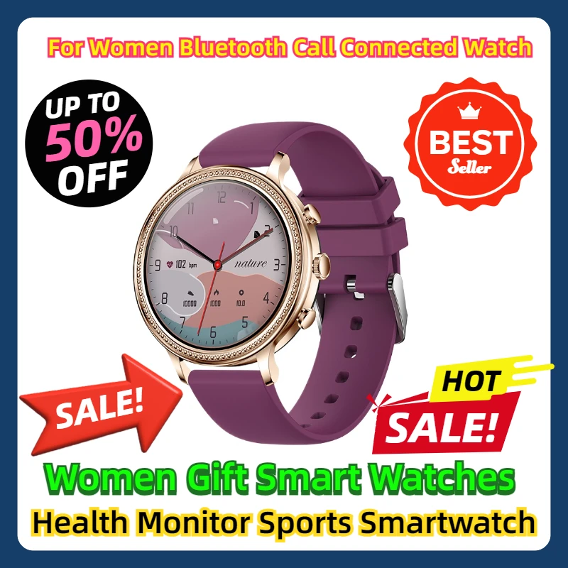 

For Women Bluetooth Call Connected Phone Women Watch Health Monitor Sports Smartwatch Women Gift Smart Watches