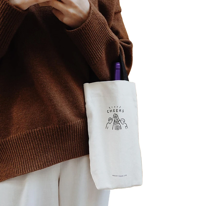 Portable Tote Bag Water Cup Bottle Holder Coffee Milk Tea Canvas Bag Eco Mini Storage Small Umbrella Handbag Red Wine Bag