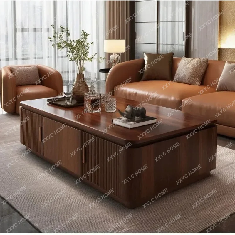 XX Natural Marble Coffee Table Living Room Home High-end Solid Wood Villa Sofa Combination Low Table Size Apartment