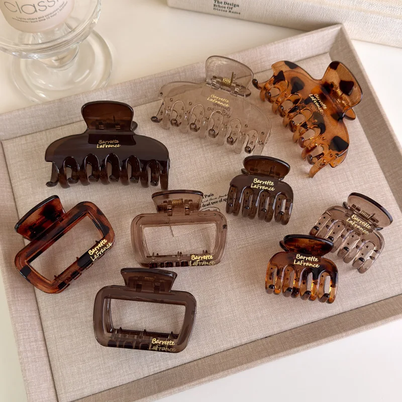 مشبك شعر مربع شفاف بتصميم بسيط ومطلي بالذهب لأنماط نصف متابعة دبوس شعر متوسط الحجم لمشابك ذيل السمكة