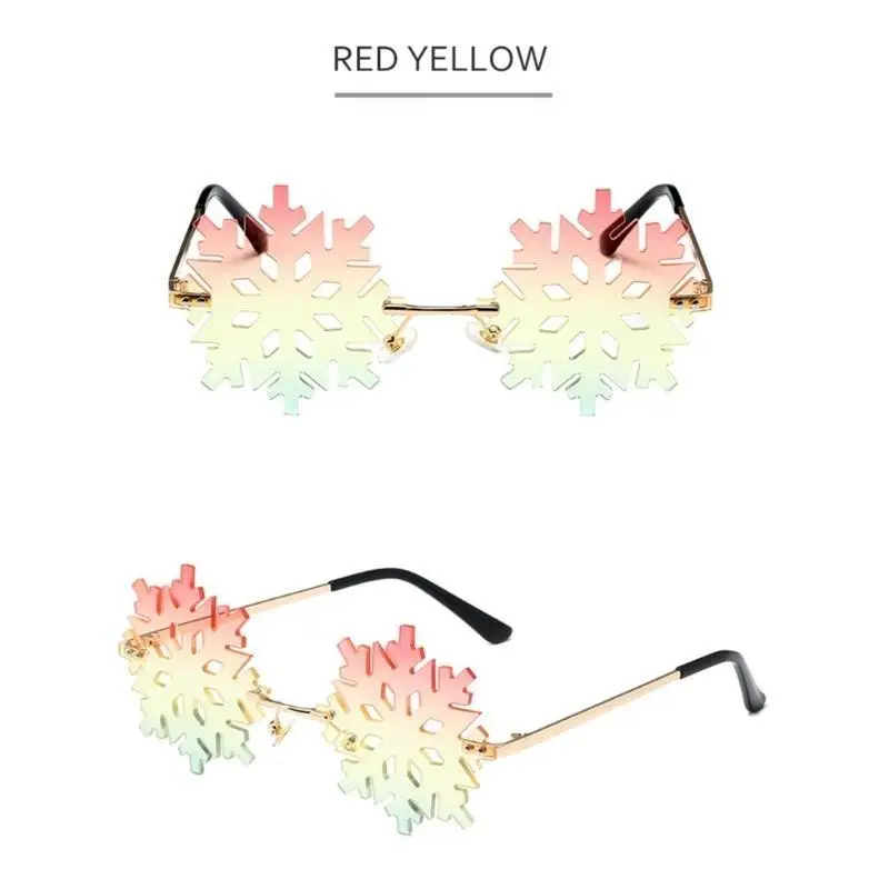 652F Fashion Colorful Snowflake Rimless Sunglasses for Girls Seaside Party Girls Taking Photo Christmas Camping Decors