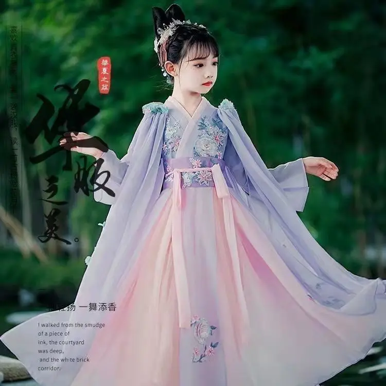 Детское платье Hanfu на Возраст 3-10-12 лет, весна и осень, новое платье в старинном китайском стиле, детское рождественское платье в старинном стиле Тан