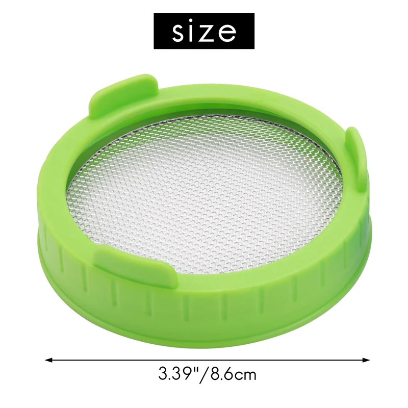 4 Pack Sprouting Lids, Plastic Sprout Lids with Stainless Steel Screen for Wide Mouth Mason Jars, Sprouter Sprout Maker