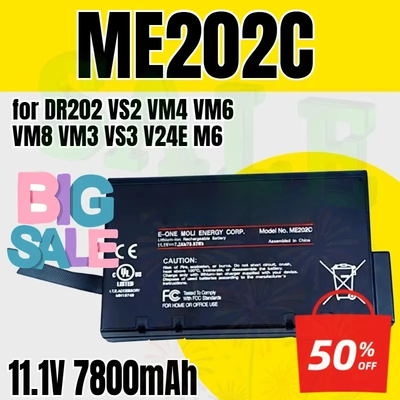 11.1V 7800mAh ME202C for DR202 VS2 VM4 VM6 VM8 VM3 VS3 V24E M6 Monitor Ventilator Battery