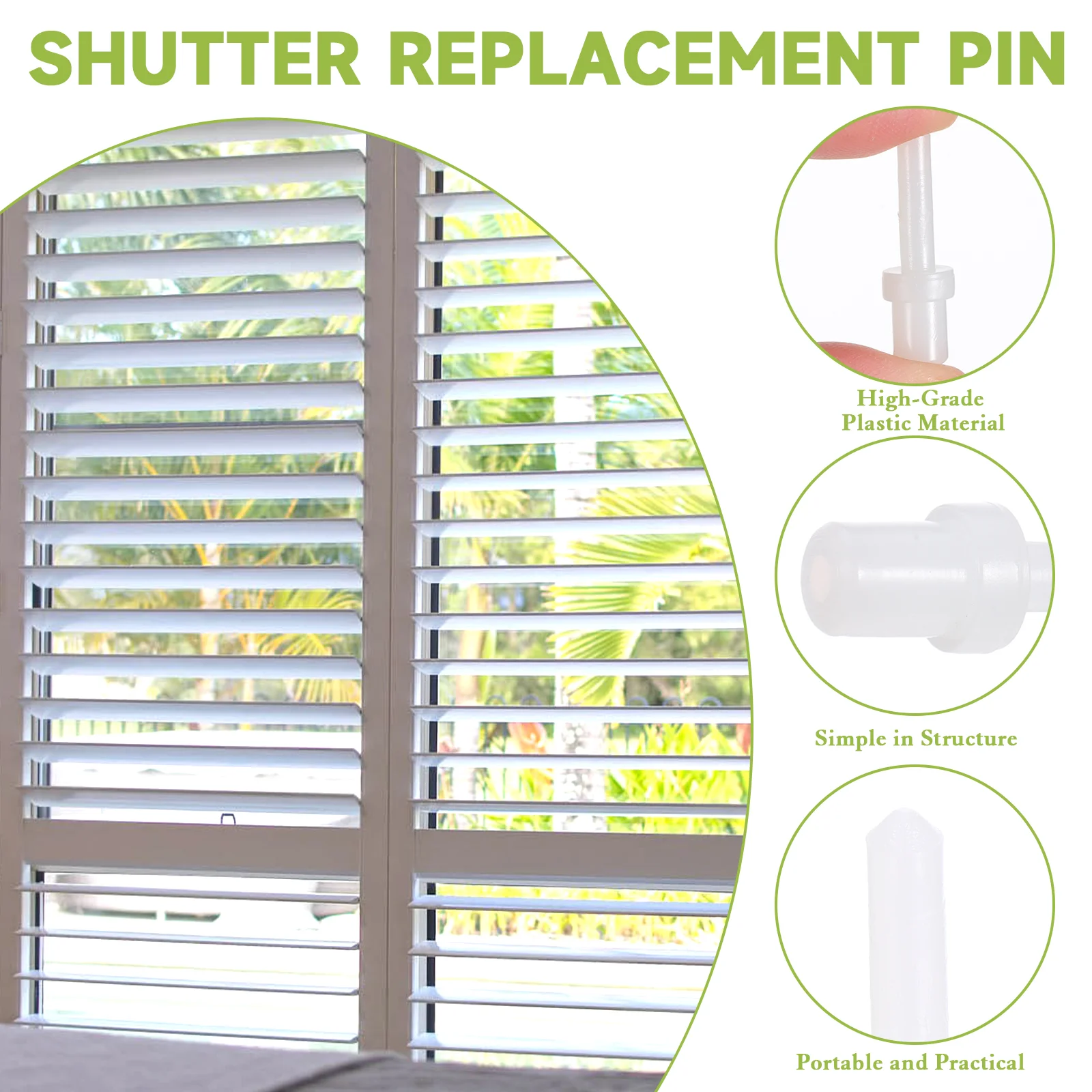 60pcs Blinds Shutter Repair Louvers Pin Replacement High Grade Plastic Telescopic for Cabinet Furniture Easy Install