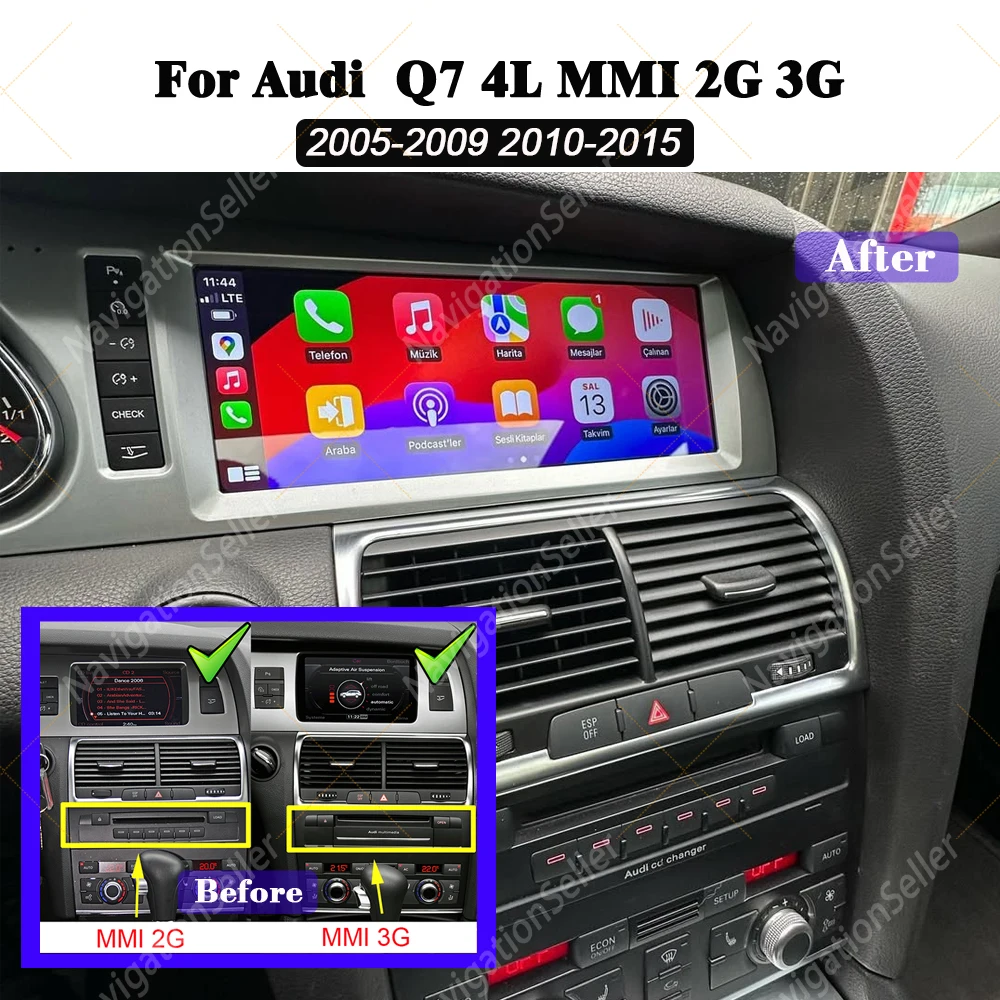 

Android 15 Car Display Touch Screen For Audi A6 C6 4f For Audi Q7 4L 2005-2015 MMI 2G 3G 4G Wireless Carplay GPS Navi Multimedia