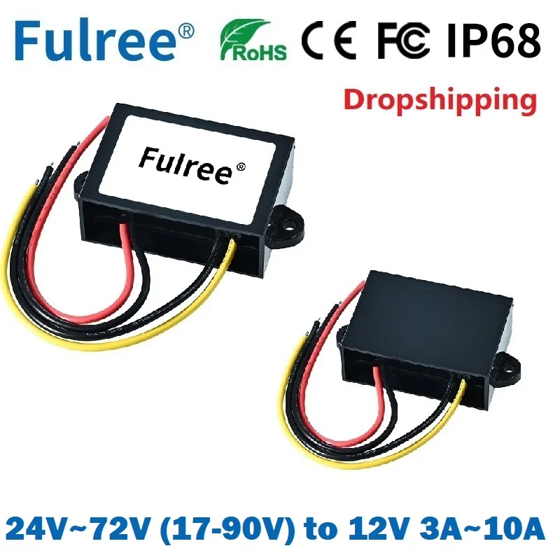 DC 72V 60V 48V 36V 24V to DC 12V 3A 5A 8A 10A Step Down Voltage Auto Car Bike Power Converter 24 36 48 60 72 Volt Buck 12 Volt