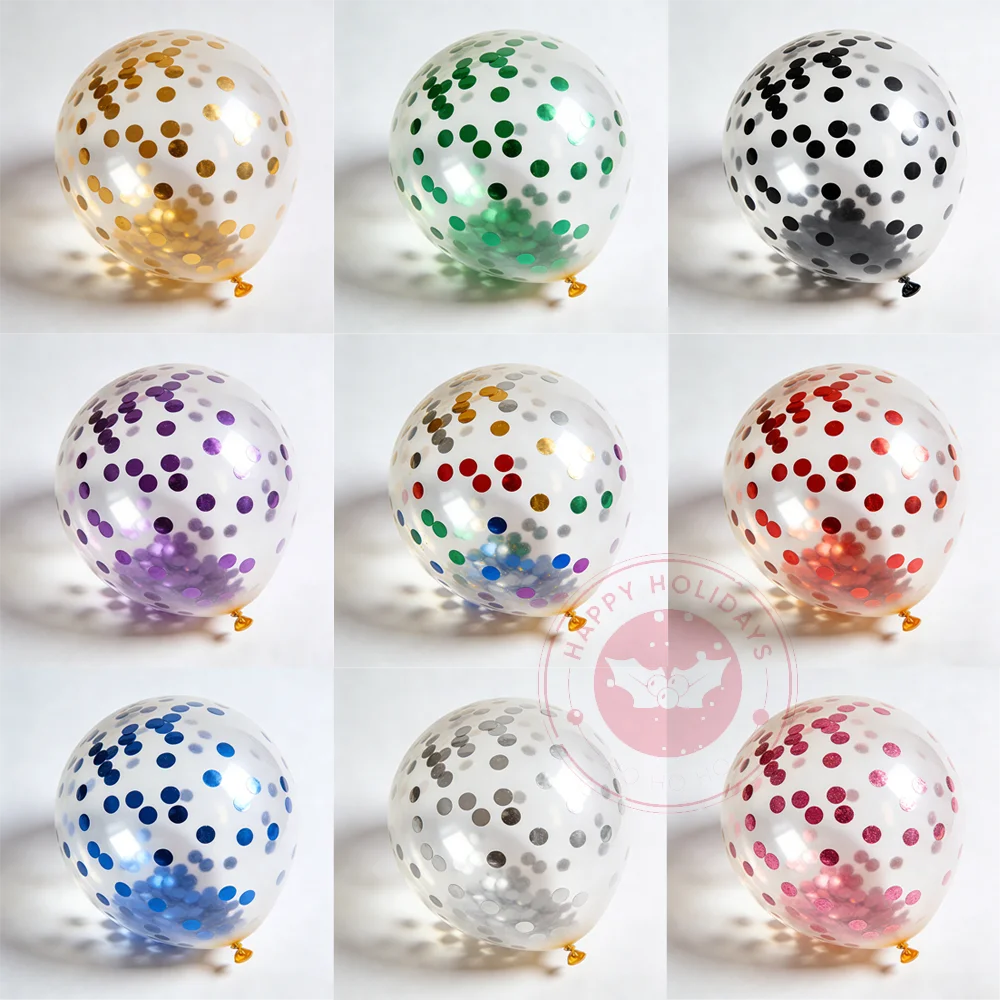 

60pcs Confetti Balloons 12inch High Transparency Latex Balloon Colored Circular Sequins Balloon Birthday Wedding Party Decor