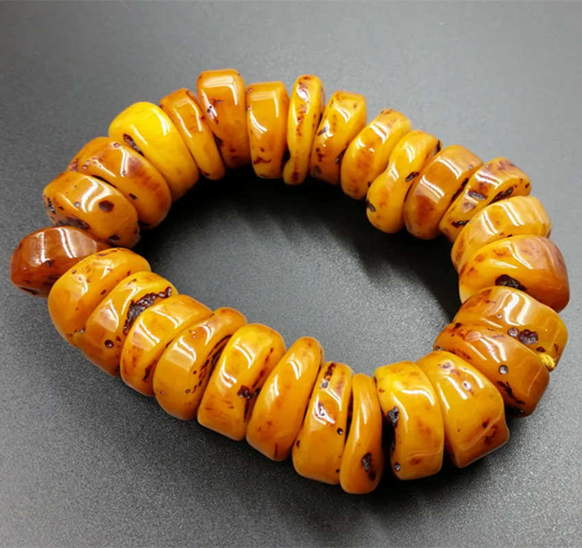 

1pcs Amber Bracelet Old Beeswax Abacus Bead Bracelet Baltic Beeswax Tube Bead Bracelet