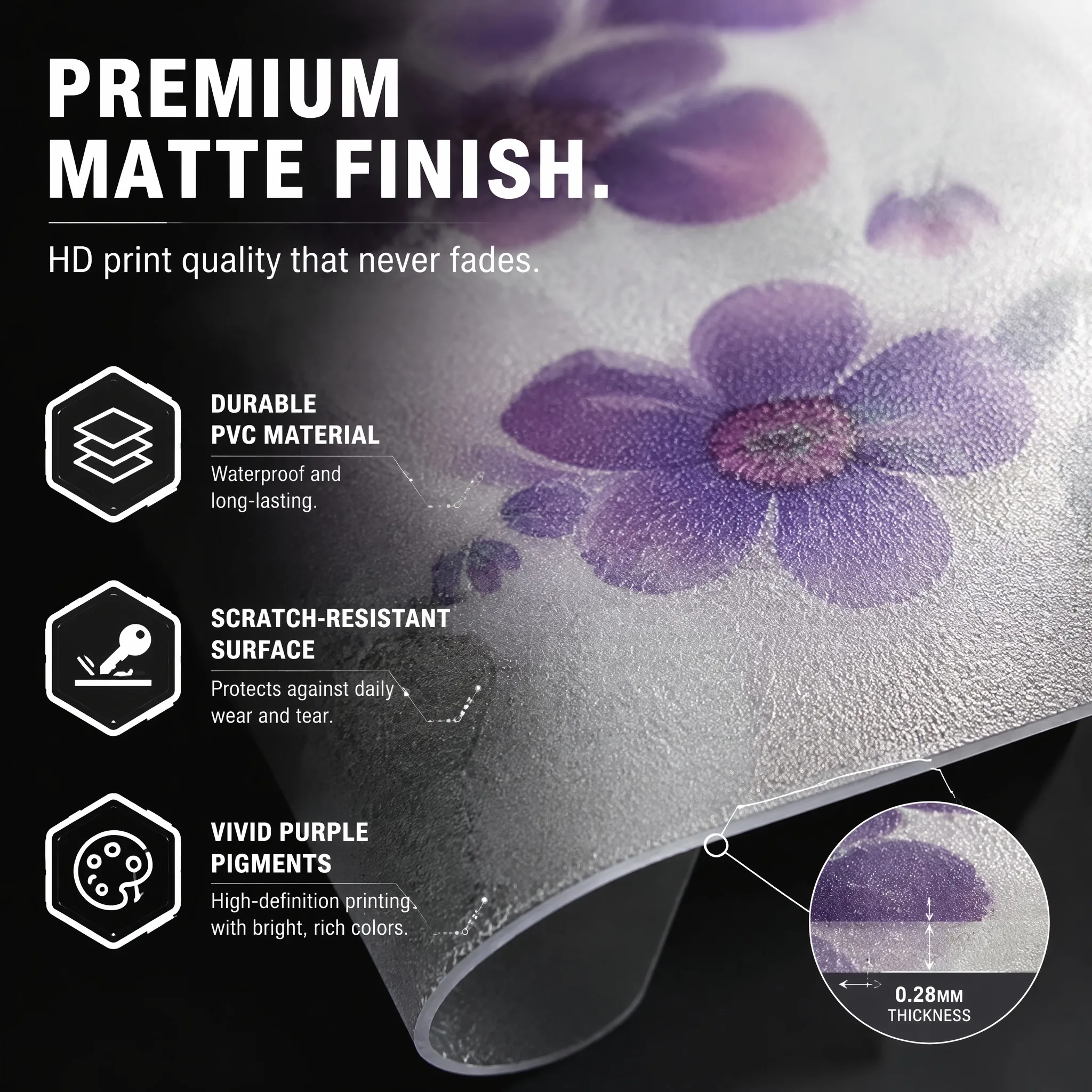 Purple Floral Pattern Self-Adhesive Frosted Window Film Privacy Decorative Film for Glass Doors And Windows view 5