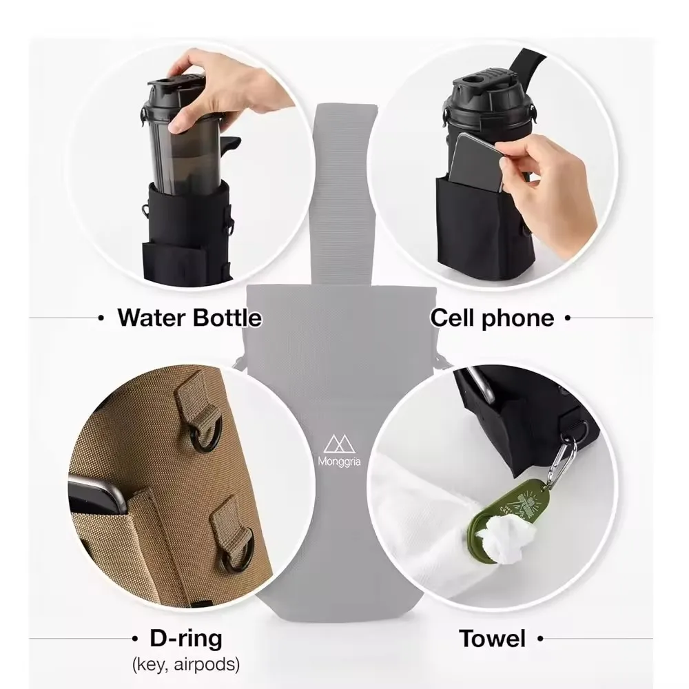 Magnetic Gym Water Bottle Bag Holder, Built-in Magnet for Easy Attachment to Metal Surface, Magnetic Bottle Sleeve Pouch