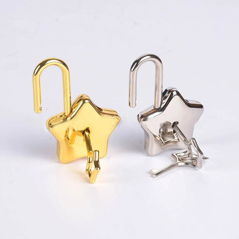 Pentagram Lock Mini Star Antique Padlock Locker Security Key Lock With Key Luggage Bag Lock