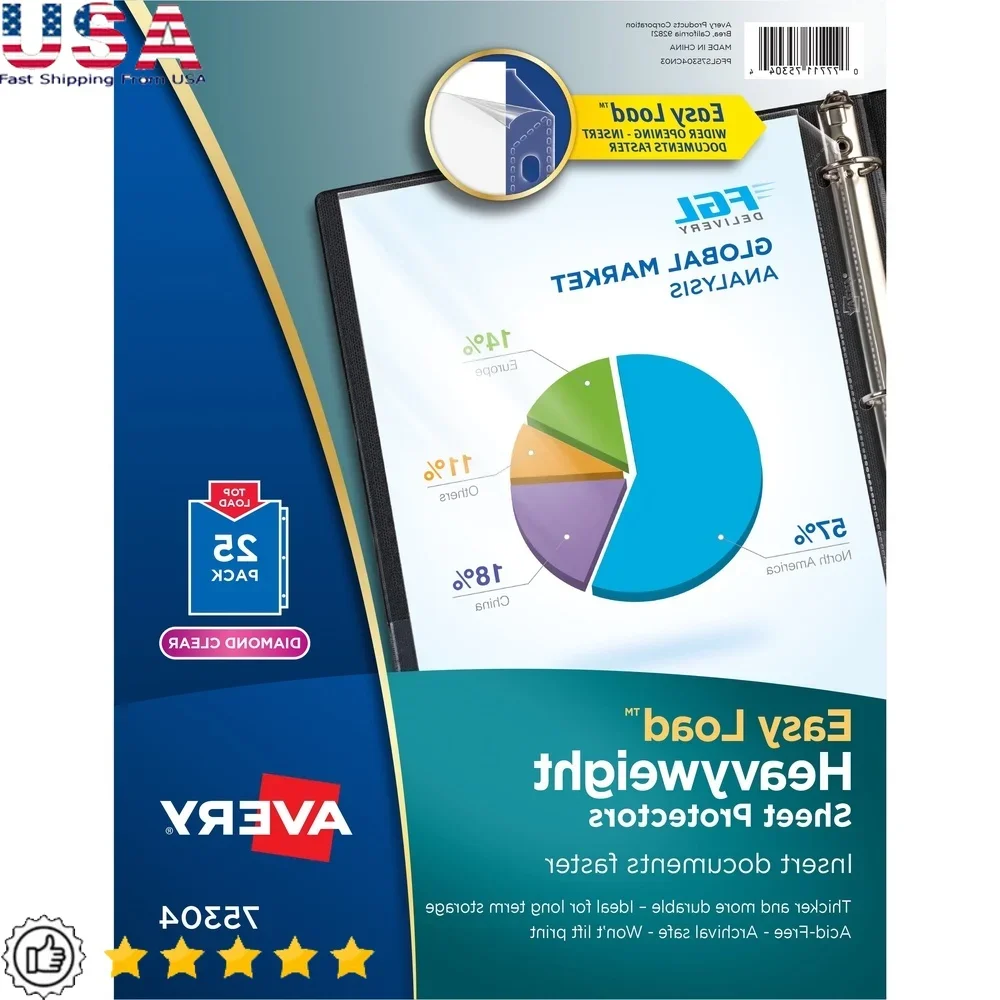 

Diamond Clear Heavyweight Sheet Protectors Acid-Free Archival Safe Top Loading 25 Pack Easy Load Non-Stick Document Protectors