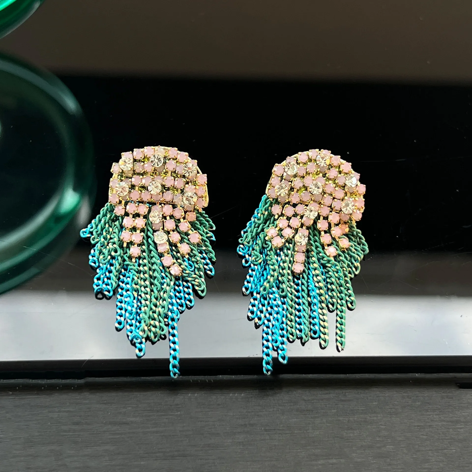 Fashion Women Dangle Earrings Handmade Jellyfish Shape Chain Tassel Drop Style For Evening Party Dress Matching