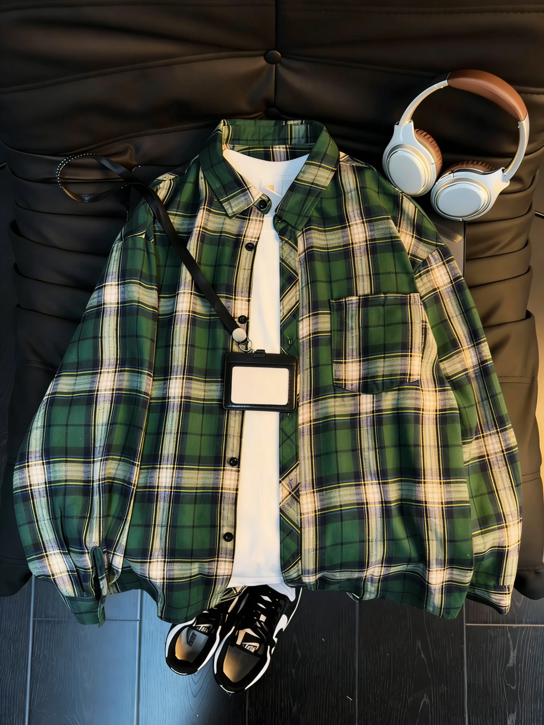 

een Vintage Plaid Men's Long Sve irt Spring Autumn Couple's Outerwear American Sle Stand Fit Iron Free Clothing