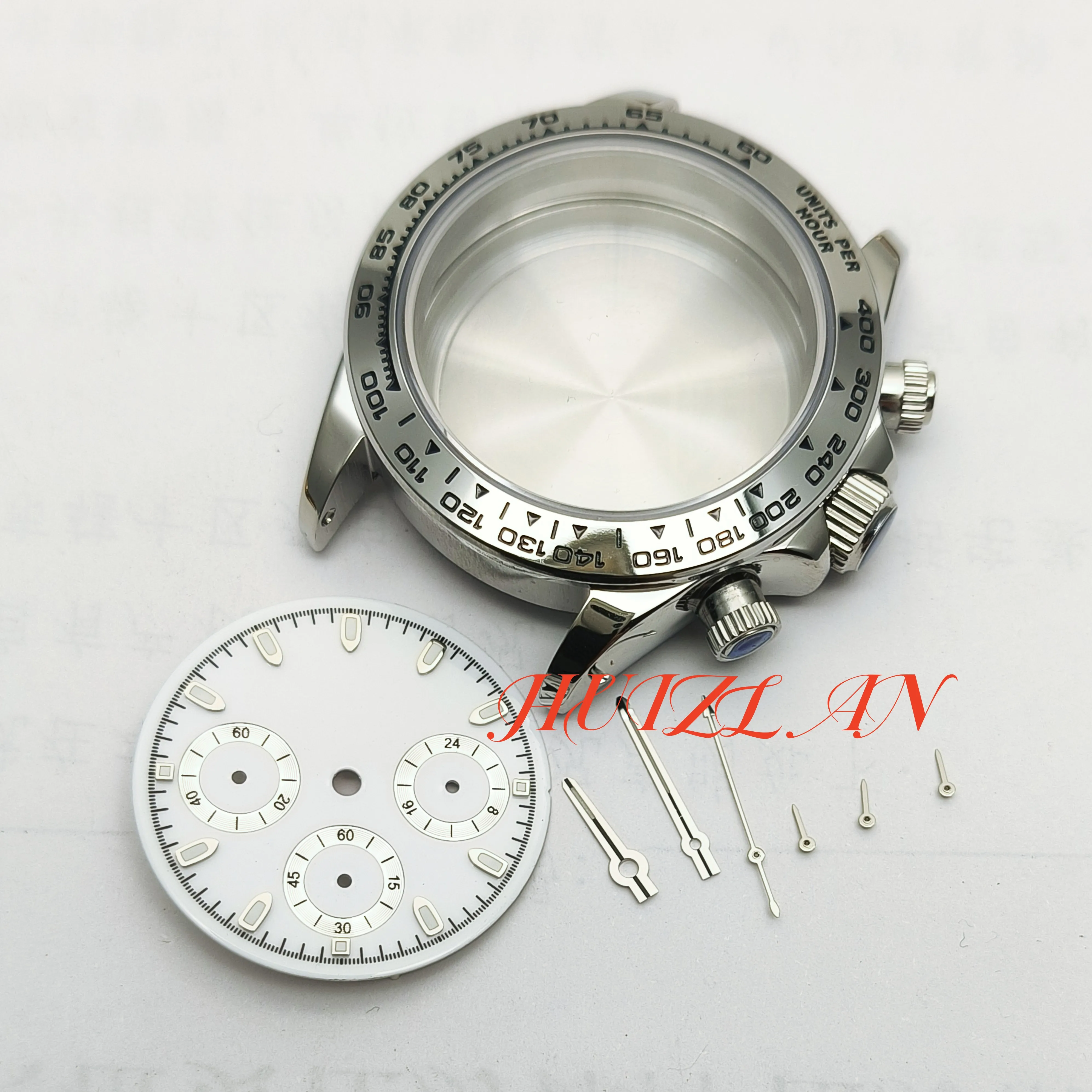 New 40MM Watch Case Fit vk63 Quartz Movement Stainless Steel