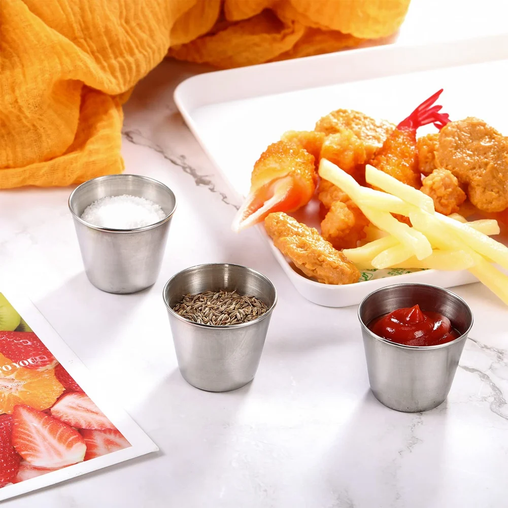 

48 Packs 1.5Oz/45Ml Condiment Sauce Cups Stainless Steel Dipping Sauce Cups Reusable Condiment Dishes