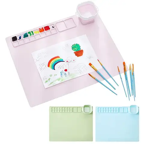아티스트용 접이식 컵 실리콘 공예 매트, 붙지 않는 표면, 간편한 유지 보수, 휴대용 DIY 접이식 페인팅 매트, 실리콘 패드