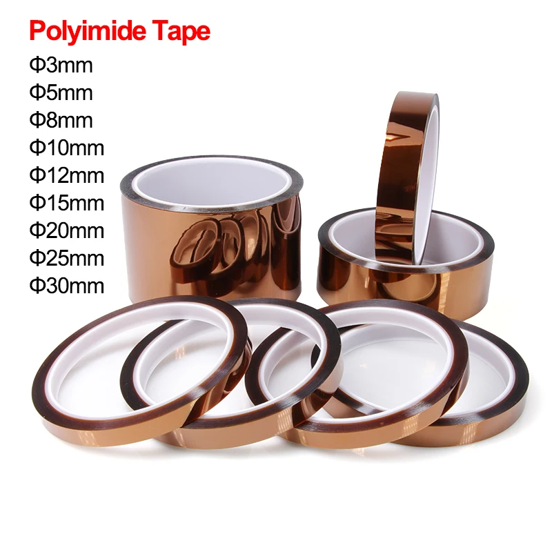 33m/roll High Temperature Resistant Tape Width 3mm - 50mm No Residue PI Polyimide Adhesive Tapes for PCB SMT Soldering