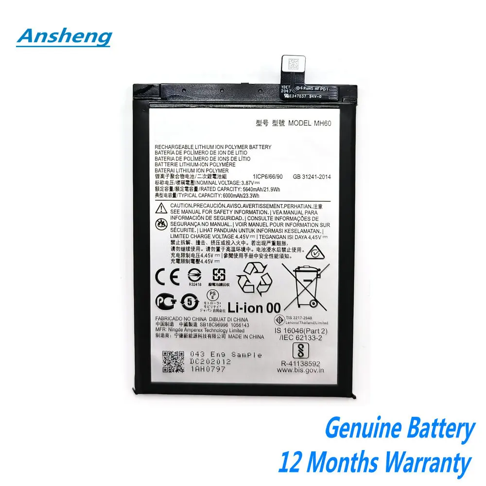 

NEW Original 3.8V 6000mAh MH60 Battery For Motorola Moto G10 Power PAMR0002IN PAMR0008IN PAMR0010IN Cellphone