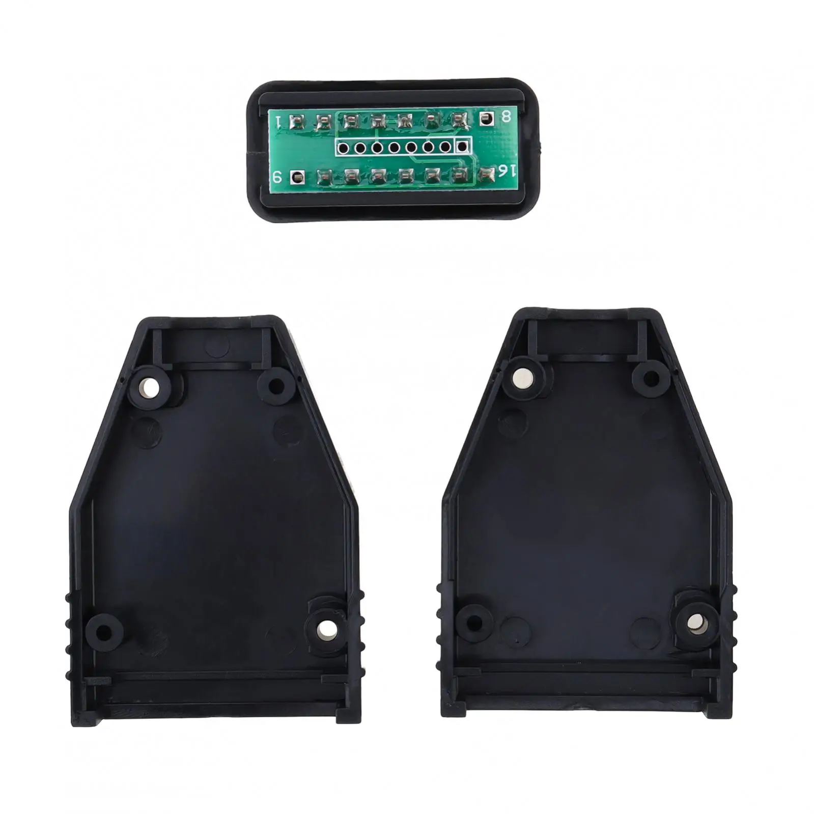 OBD-II 16 Pin Male Connector Diagnostic Interface Shell with PCB Green Board, 4 Screws, Black SR OBD Shell