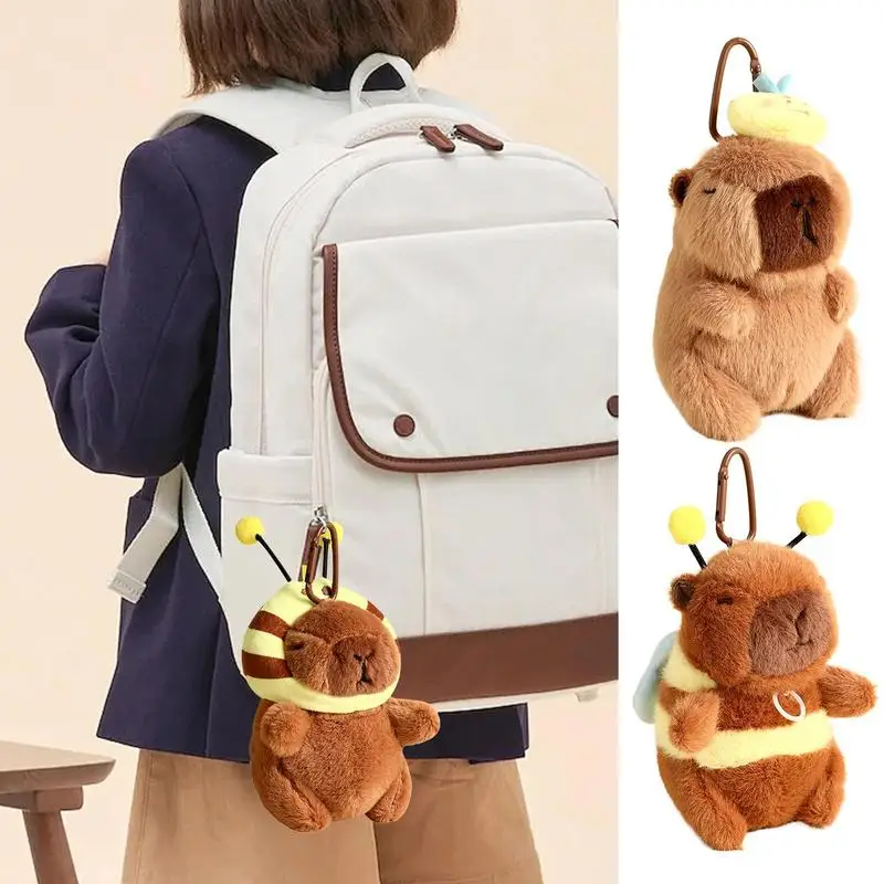 Capybara Soft Toy Cartoon Kids Stuffed Ornaments Portable Bag Charm Multifunctional Animal Plushies For Backpacks School Bags