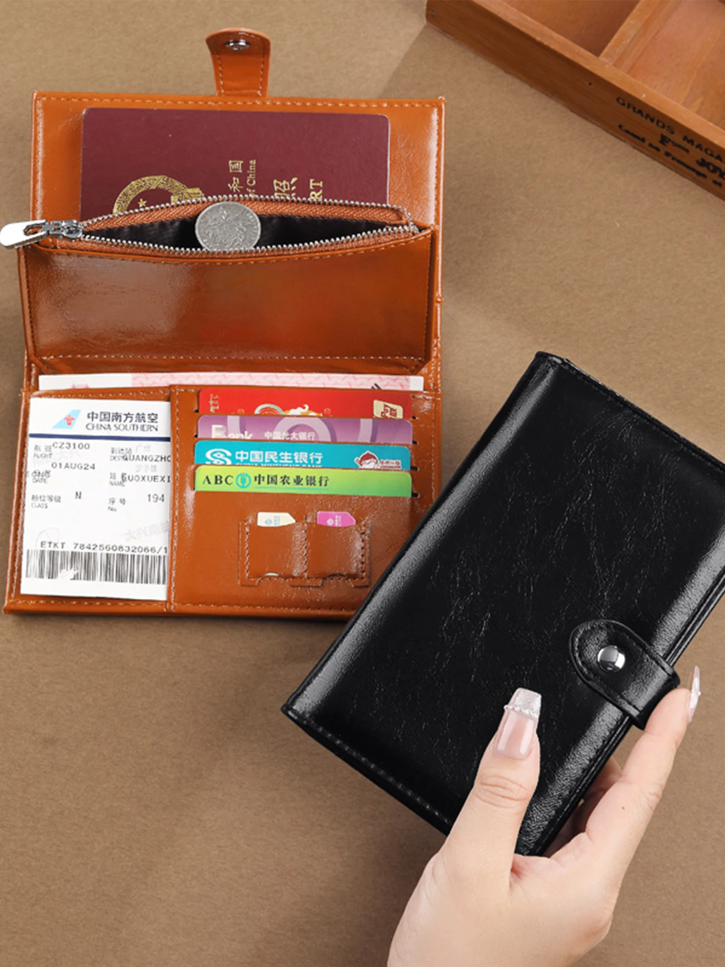 fashionable-travel-passport-holder-simple-design-multi-functional-ticket-passport-protective-cover-portable-document-case