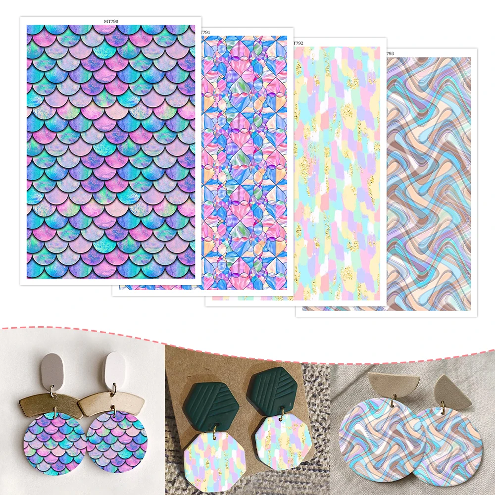 

Fish Scales Shape Abstract Pattern Soft Ceramic Earrings Water Soluble Disposable Sticker for Diy Jewelry Making Decal 2025