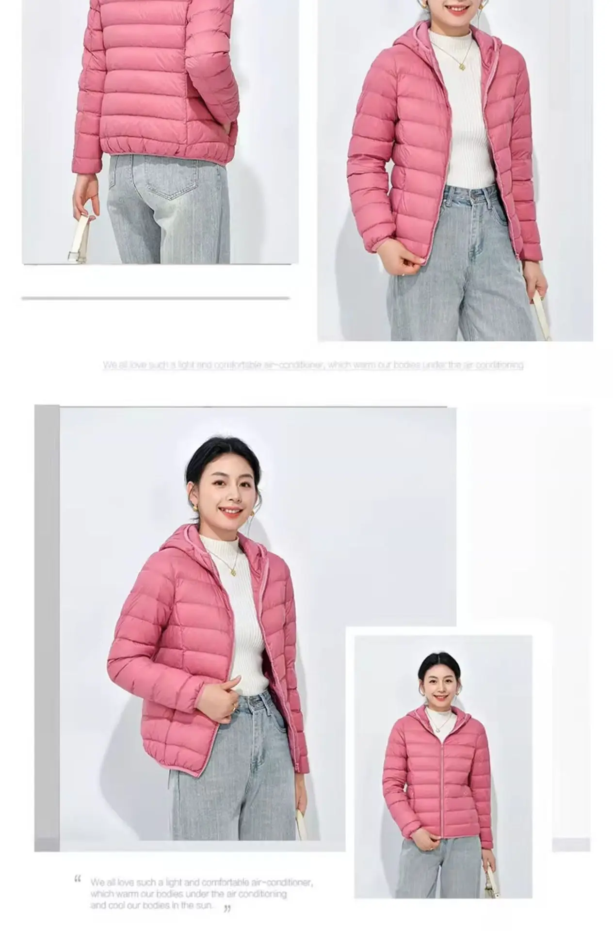 Women's Lightweight Casual Hooded Down Jacket Autumn Winter Minimalist Short Down Coats Female Solid Color Zipper Warm Outerwear