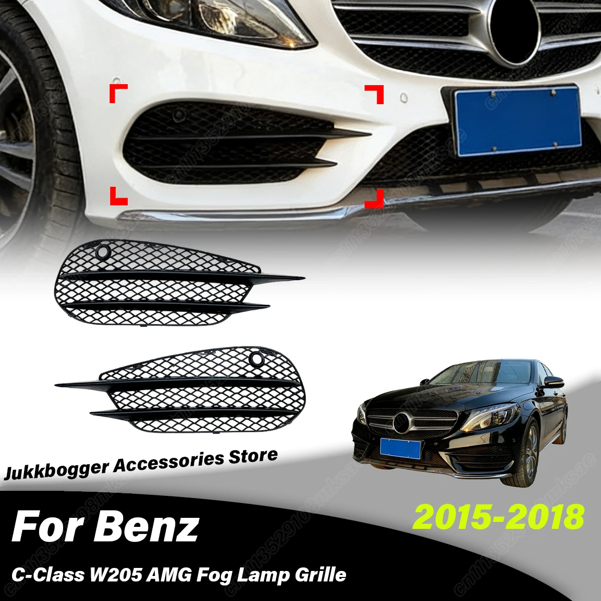

For Mercedes-Benz C-Class W205 C43 C205 S205 AMG 2015 2016 2017 2018 Automobile Front Fog Lamp Frame Cover Decoration Body Kit