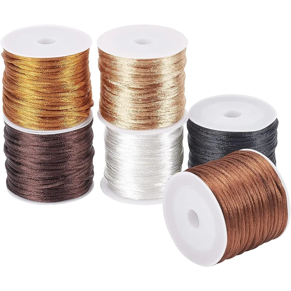 1.5mm Nylon Trim Silk Cord 6 Colors Satin Rattail Cord String Chinese Knotting Cord Beading String for Braided Necklace