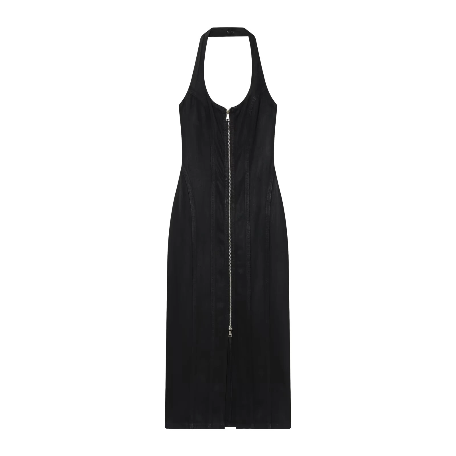 Europäisches und amerikanisches 2025, neues Damen-MIDI-Kleid, sexy, rückenfrei, ärmellos, schmale Passform, hängender Halskragen