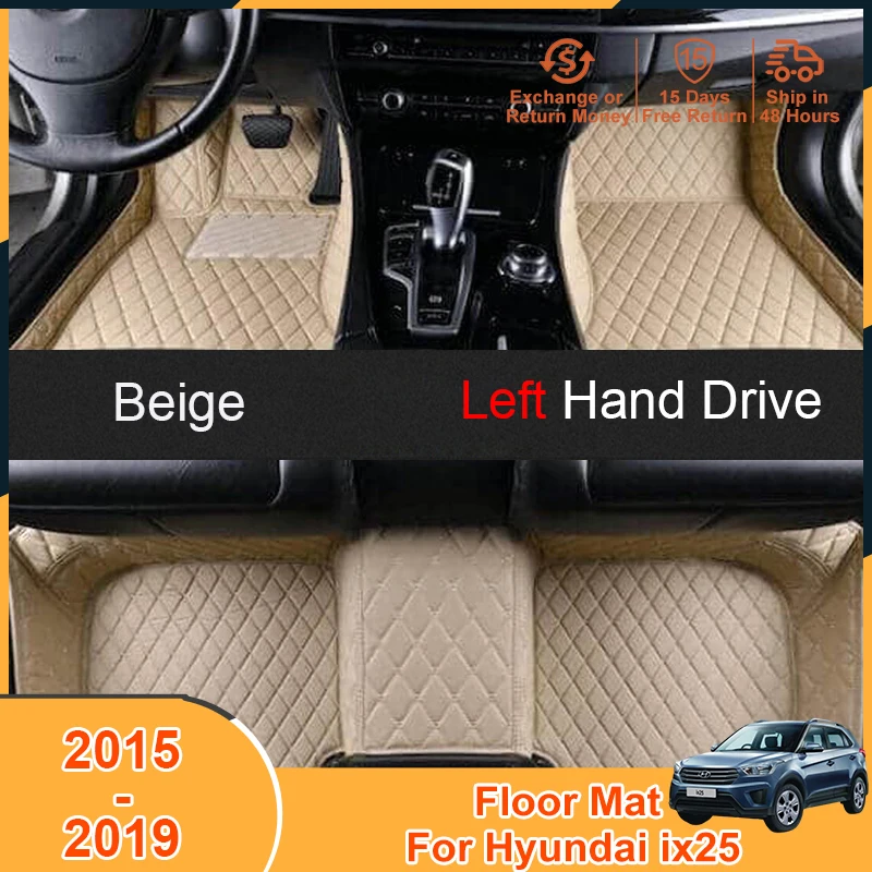 

2015-2019 Floor Mats Cover for Hyundai Ix25 2015 2016 2017 2018 2019 Accessories Non-Slip Left Hand Leather Foot Pad Carpets