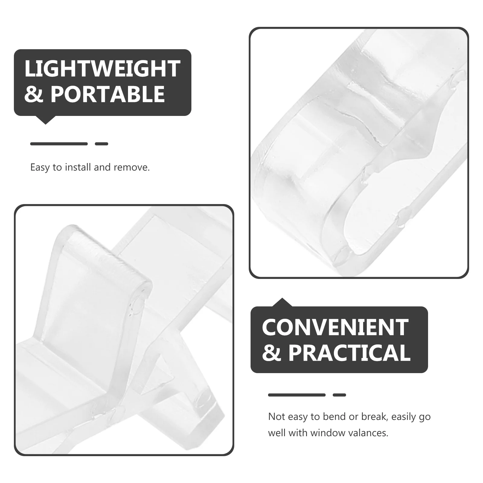 

20pcs Blind Valance Clips Plastic Clear Window Blind Accessories Replacement Parts For Home Office Shop Transparent Valance