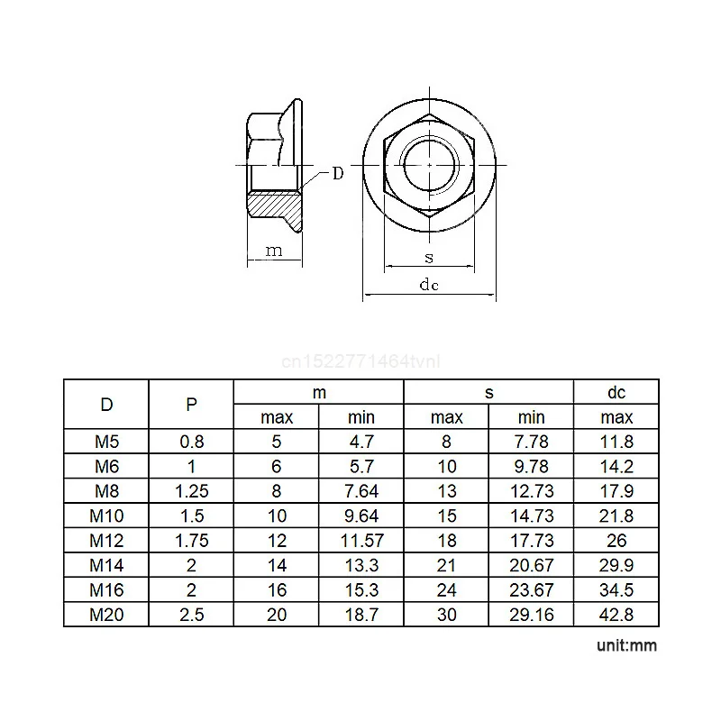 2/25X M3 M4 M5 M6 M8 M10 M12 High Quality Stainless Steel Hexagon Hex Head Serrated Spinlock Flange Nut Locknut Lock Nut DIN6923 image 2