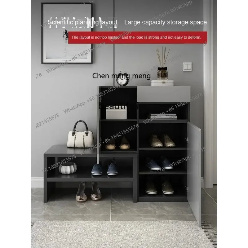 ss 8617  Home Doorway Ultra-Thin Shoe Cabinet Shoe Changing Stool Integrated High Shoe Rack Sitting Hallway Cabinet