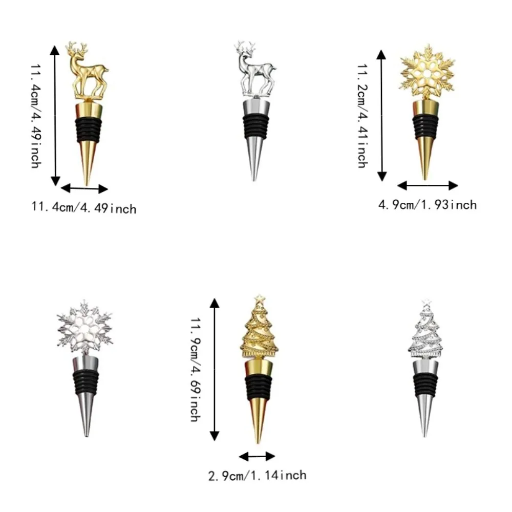 Deer Snowflake Tree Shape Christmas Wine Stopper Zinc Alloy Gold/Silver Wine Preserver Cap Sealed Decorative Wine Cork 6