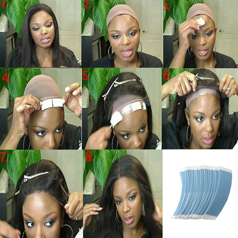 36Pc/Bag Fixed Wig Double Sided Tape Hair System Adhesive Extended Wig Strip Waterproof For Toupee Lace Wig Film Durable