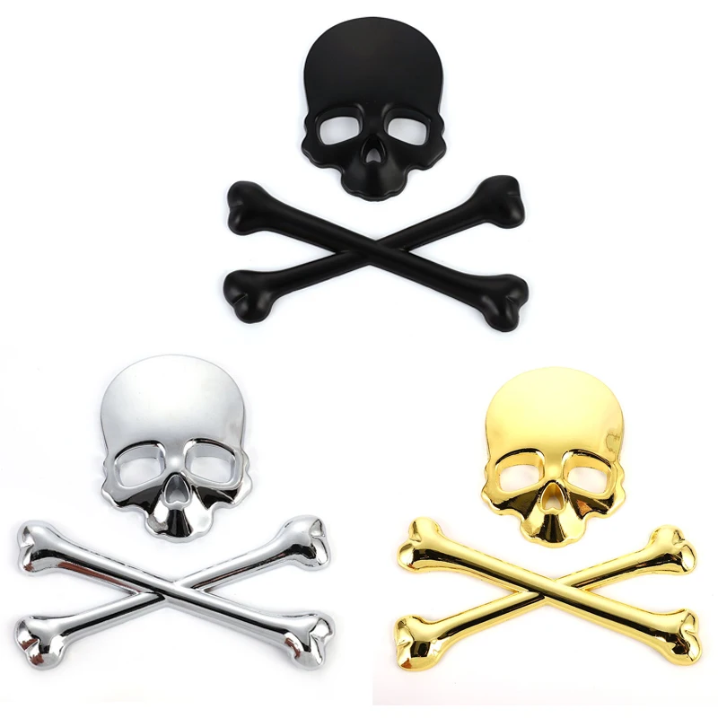 

3D Metal Skull Skeleton Crossbones Car Motorcycle Sticker Truck Label Emblem Badge Car Styling Fashion Decoration Accessories