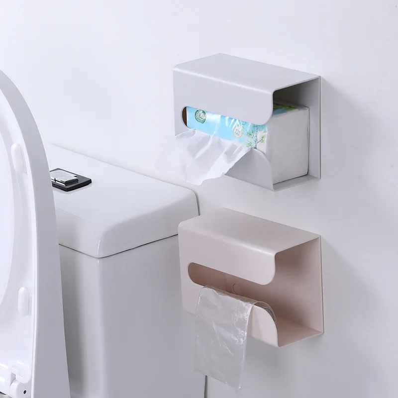 

1pc Household Toilet Waterproof Roll Paper Holder Bathroom Tissue Box No Punching Wall Hanging MultiFunctional Toilet Tissue Box