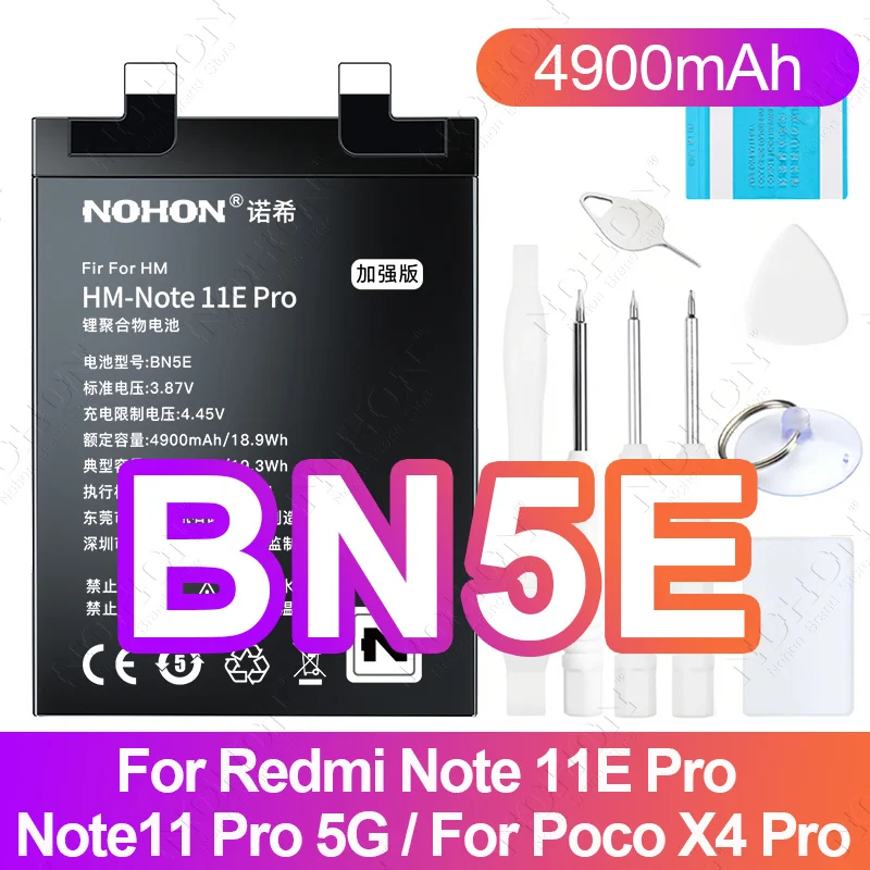 NOHON Battery for Xiaomi Redmi Note 11 Pro 5G 5000mAh