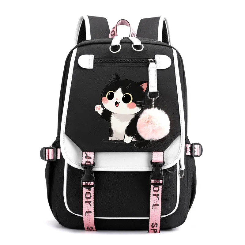 Anime Fashion Solid Color Waterproof Backpack Unisex Couple Student Computer Bag Durable Practical Simple Design daypack