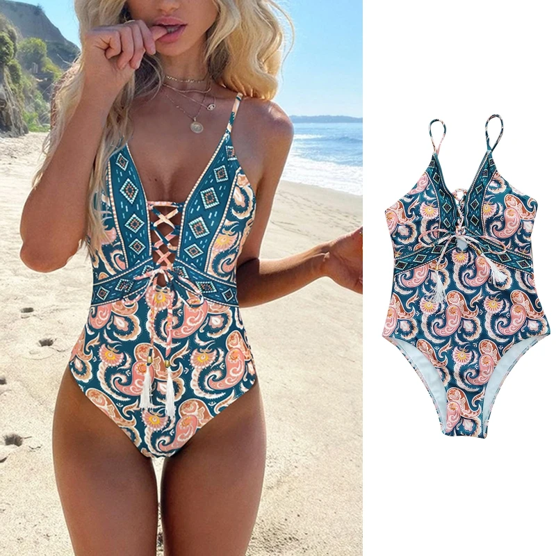 2024 New Women One Pieces Sexy Thong Swimsuits Push Up High Waist Bikini Female Backless Swimwear Bikinis Bathing Suit Beachwear