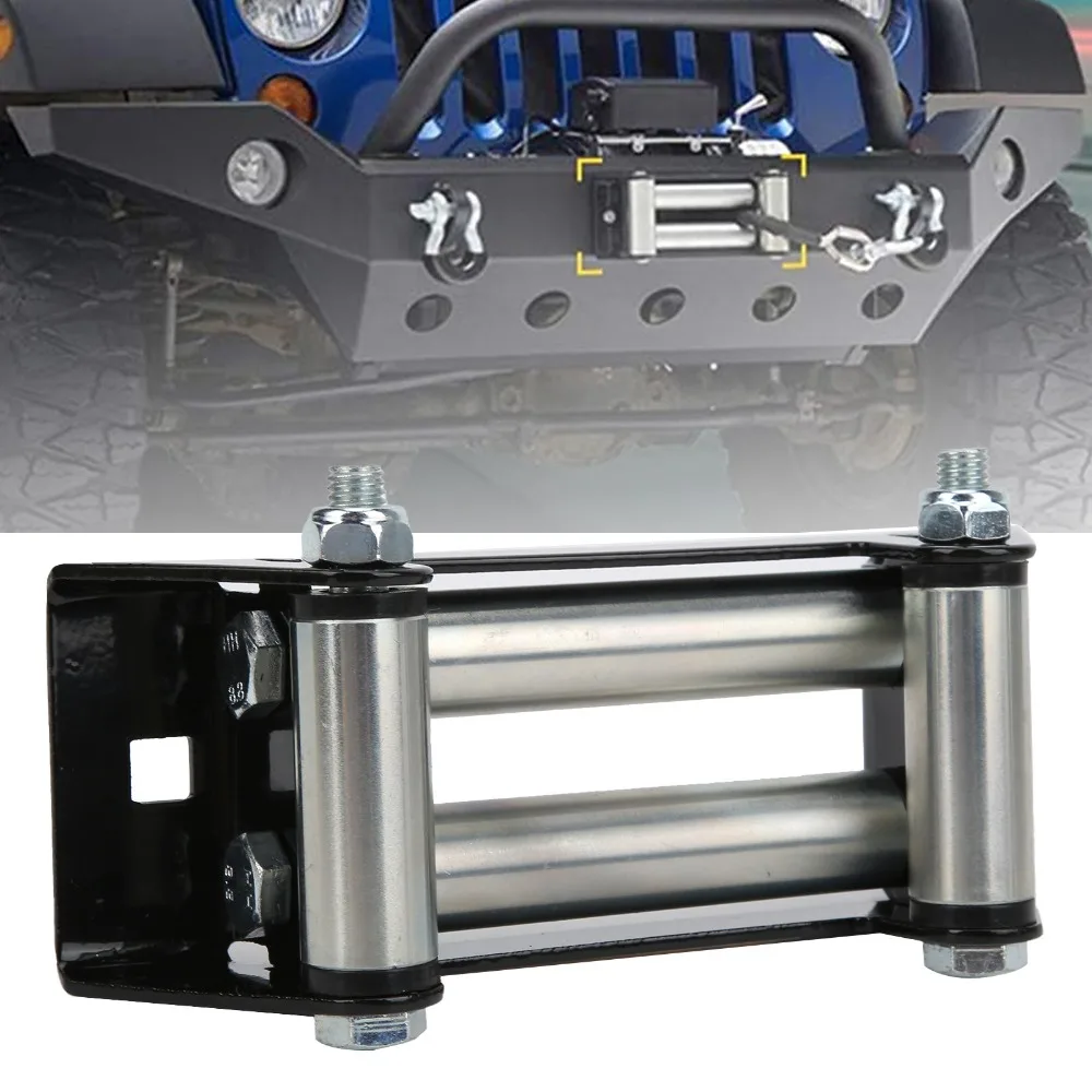 152mm/6in Winch Roller Fairlead Iron Zinc Plated Bolt Pattern Mount Roller Cable Guide Universal Winch Fairlead For ATV Winches