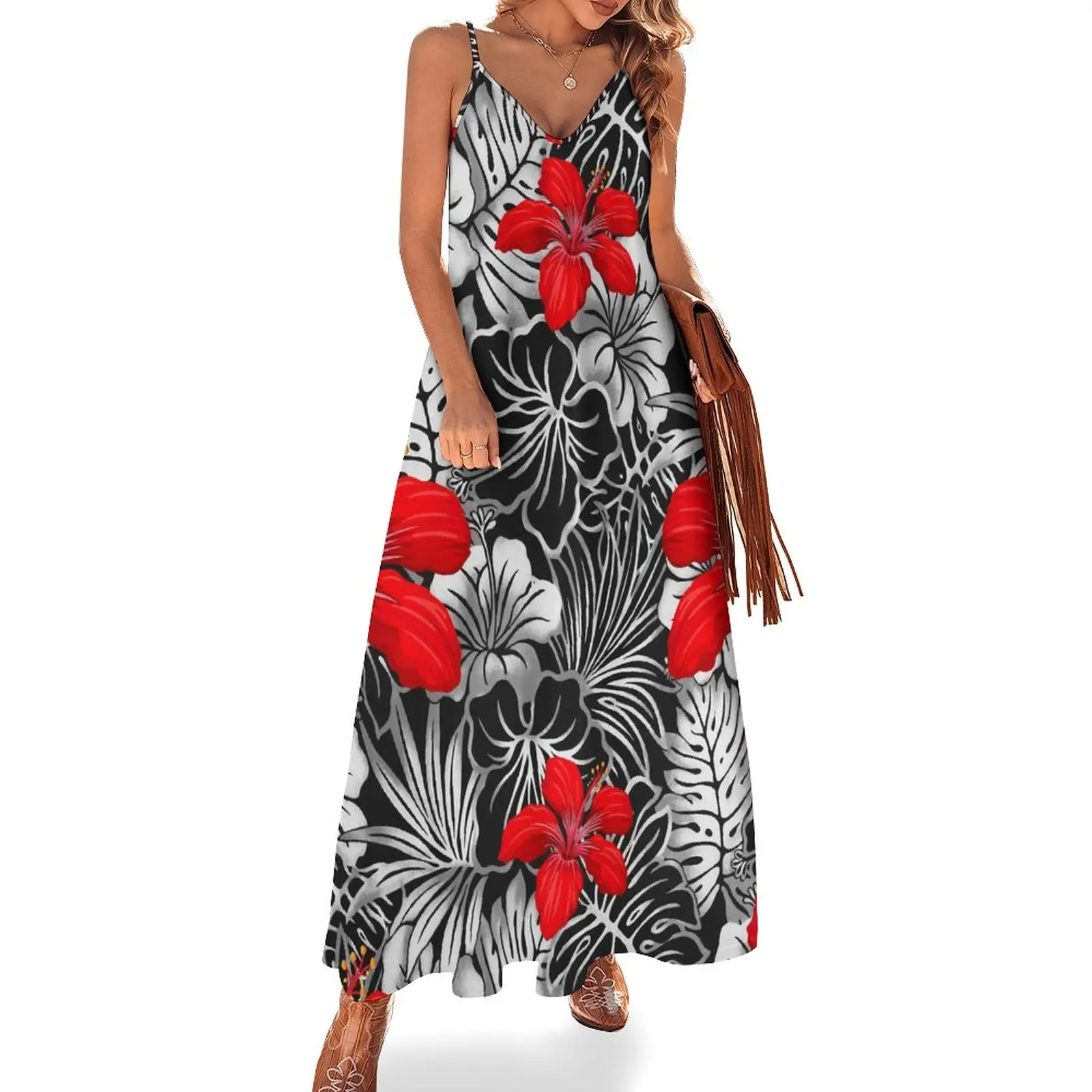 

Custom On Demand Fruit Printed Hot Sale Upscale Hot Selling Polynesian Clothing Free Shipping Fit Tube Top Sleeveless Dress