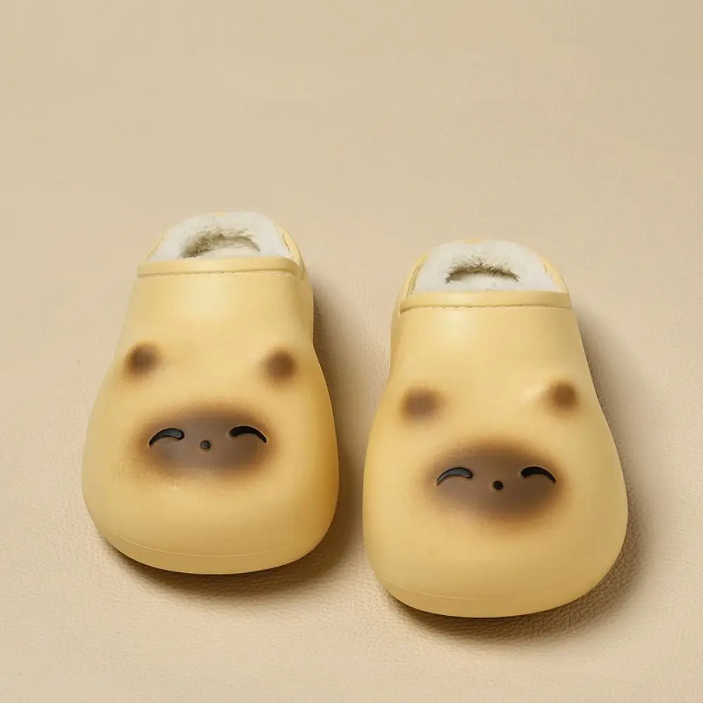 Kawaii رقيق الكرتون القط النعال سميكة سوليد الكرتون الدافئة نِعال من الفراء طالب مكافحة زلة Y2K شبشب كلب عنبر